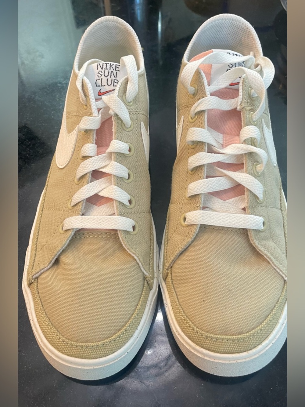 Nike Canvas Sneakers in Beige with Pink Accents
